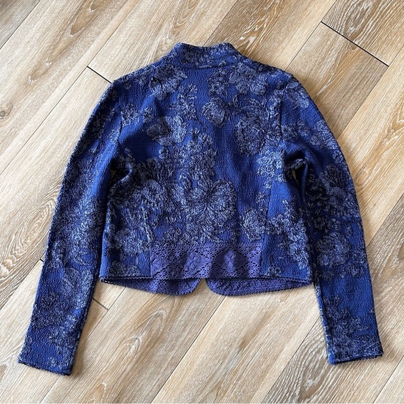 Anthropologie Knitted & Knotted Jacquard Open Front Blazer Jacket Floral M - Picture 10 of 11